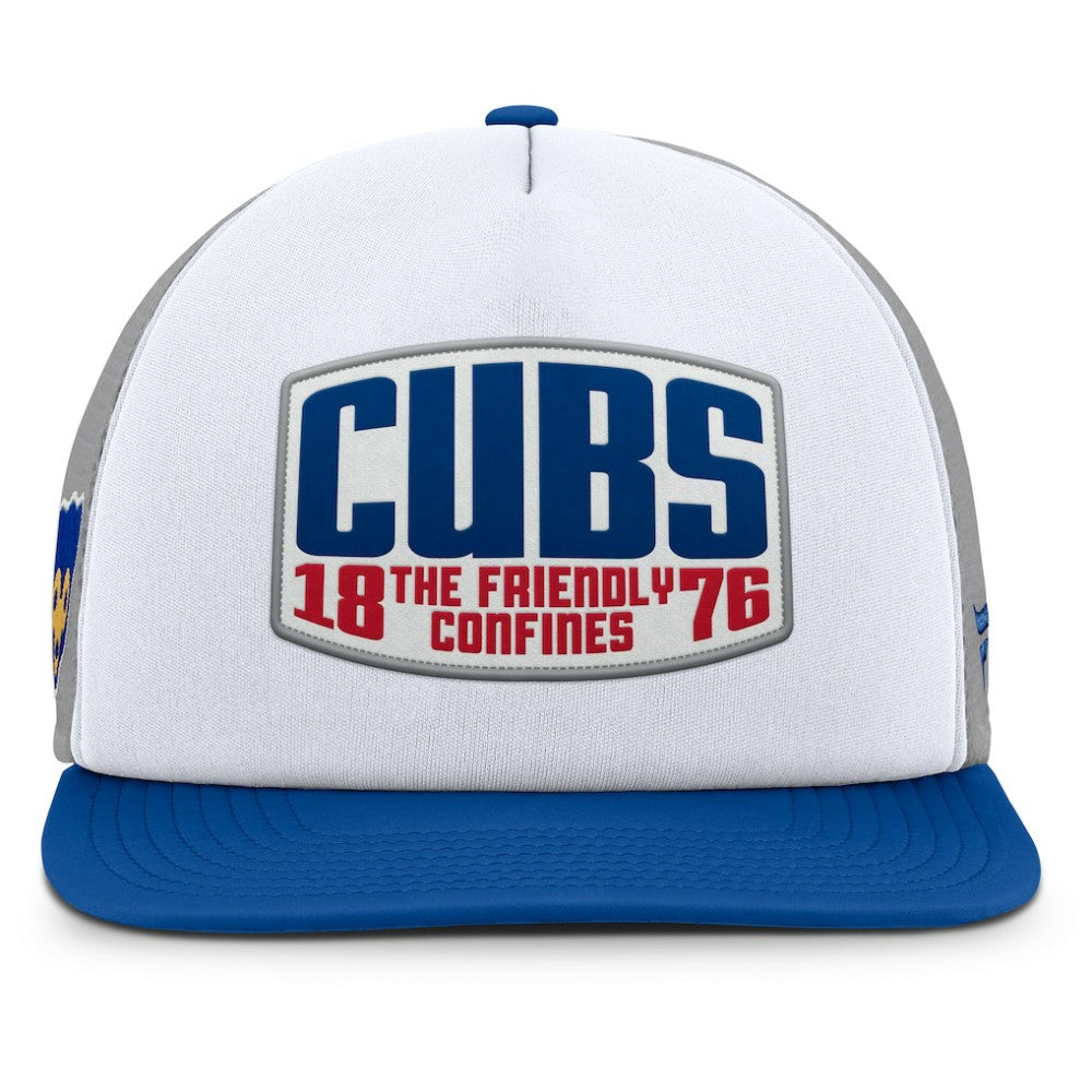 Chicago Cubs Cranked Foam Front Patch Trucker Adjustable Hat - Gray/White