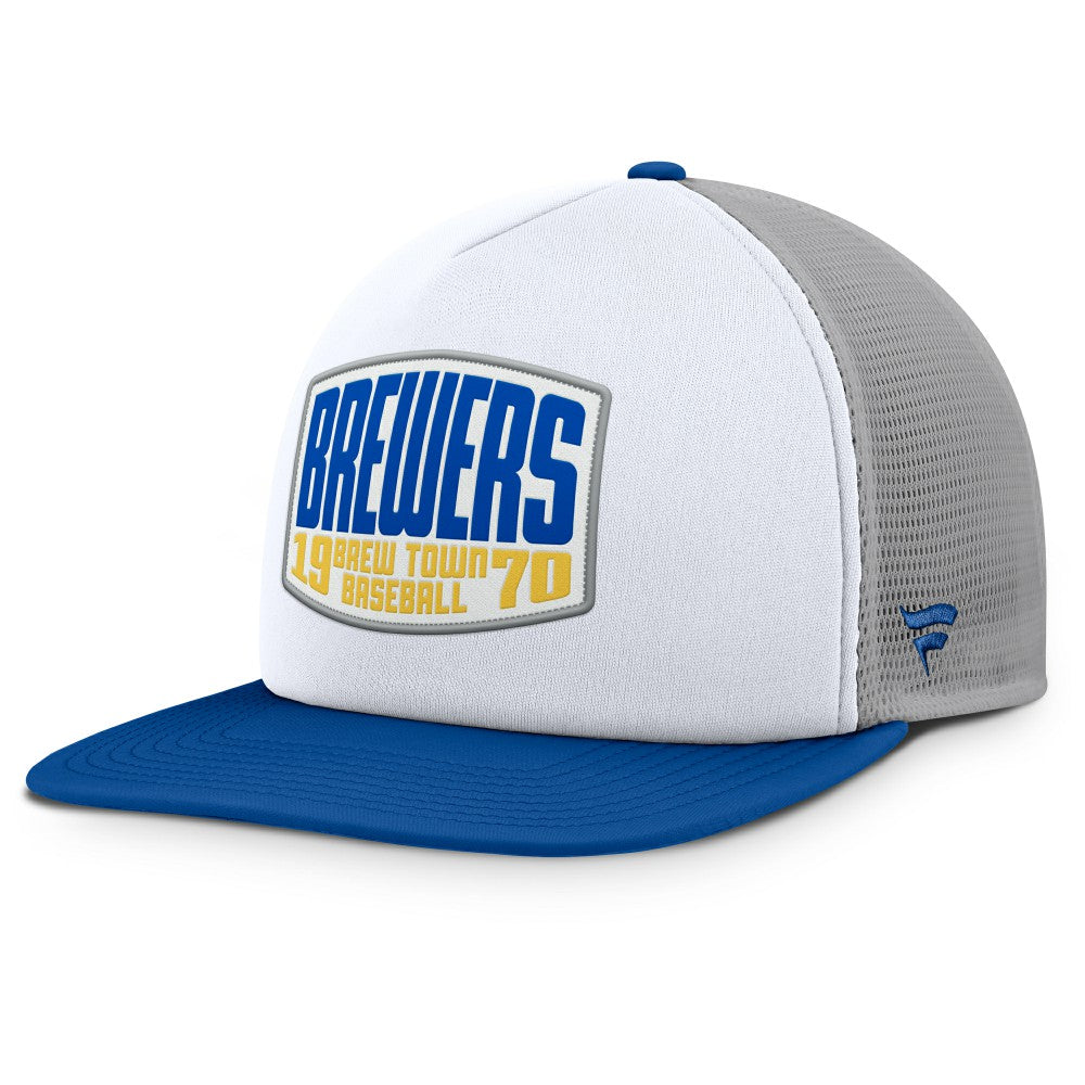 Milwaukee Brewers Cranked Foam Front Patch Trucker Adjustable Hat - Gray/White