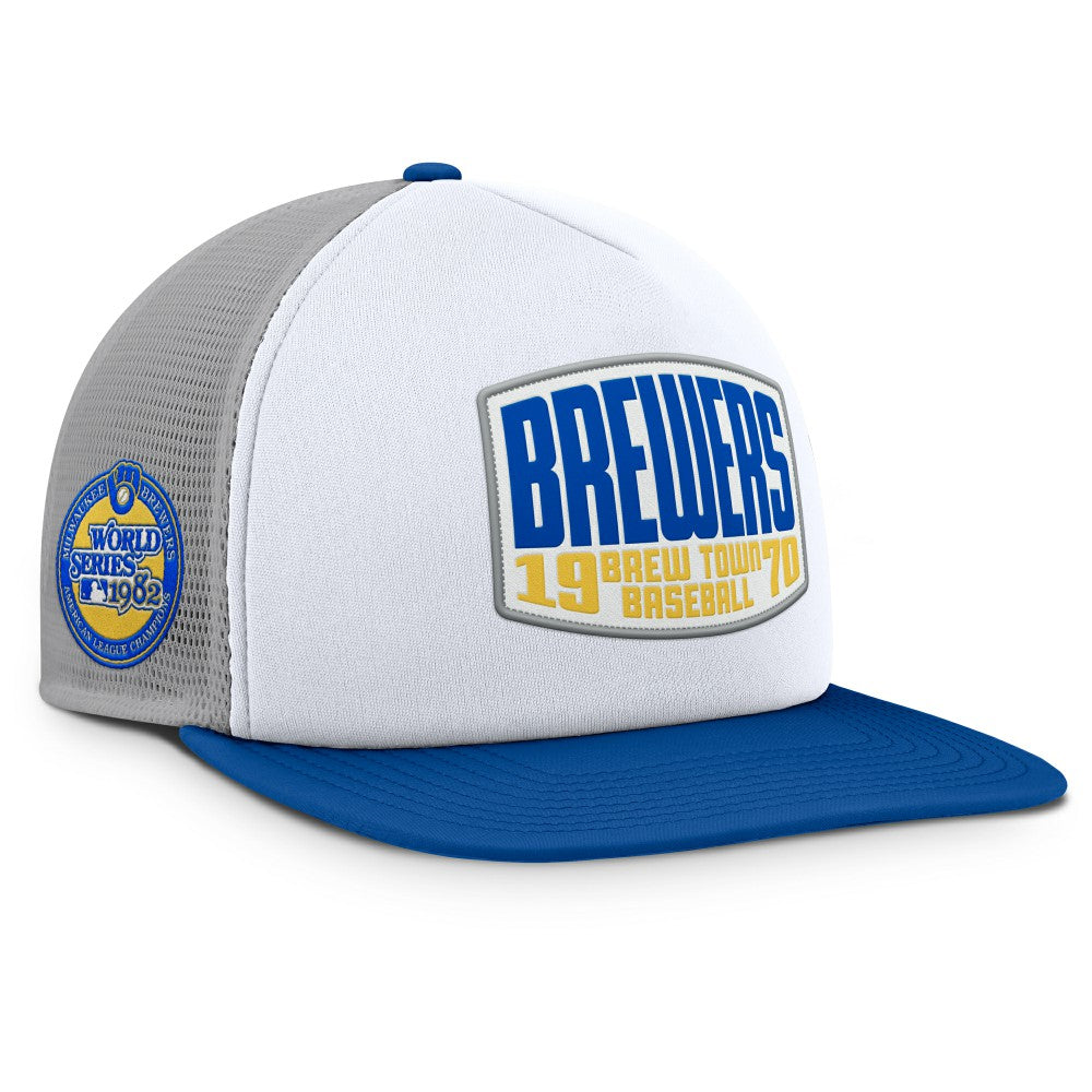Milwaukee Brewers Cranked Foam Front Patch Trucker Adjustable Hat - Gray/White