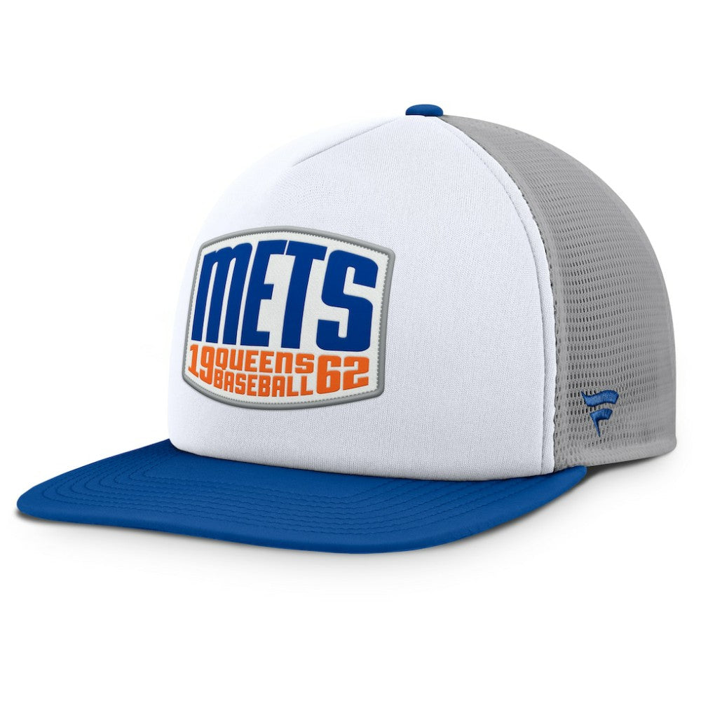 New York Mets Cranked Foam Front Patch Trucker Adjustable Hat - Gray/White