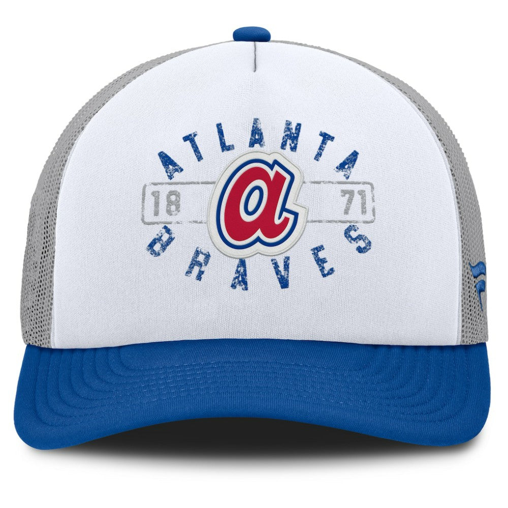Atlanta Braves Designated A-Frame Foam Front Trucker Adjustable Hat - White/Royal