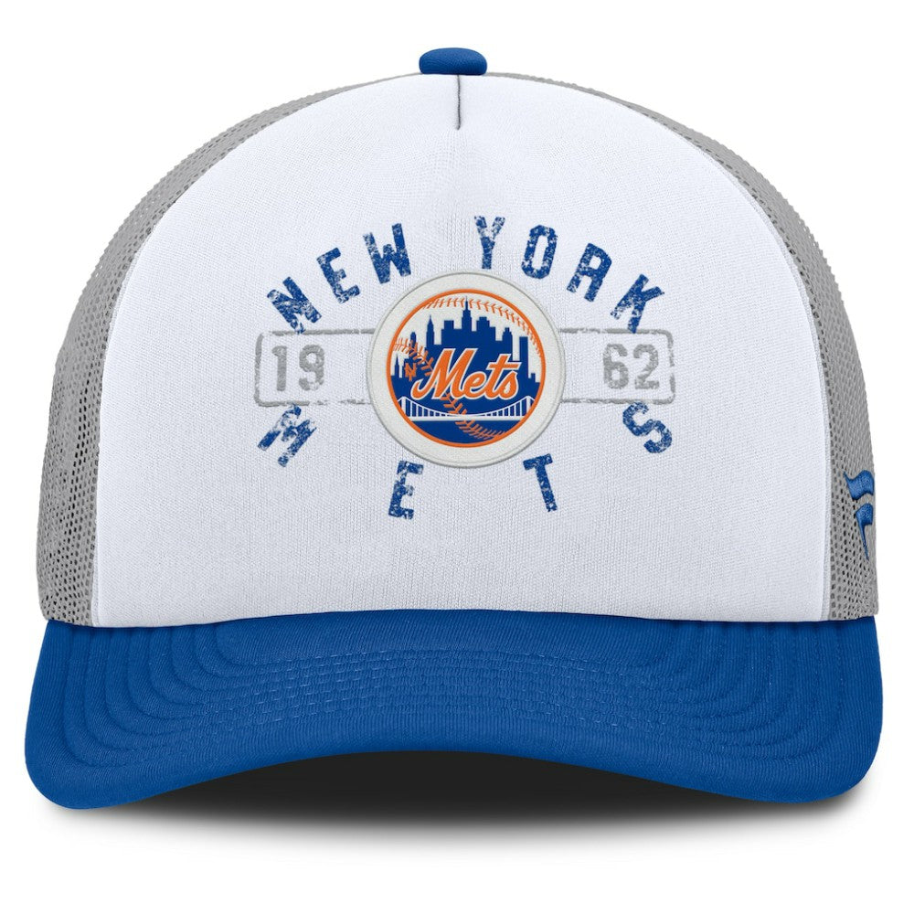 New York Mets Designated A-Frame Foam Front Trucker Adjustable Hat - White/Royal