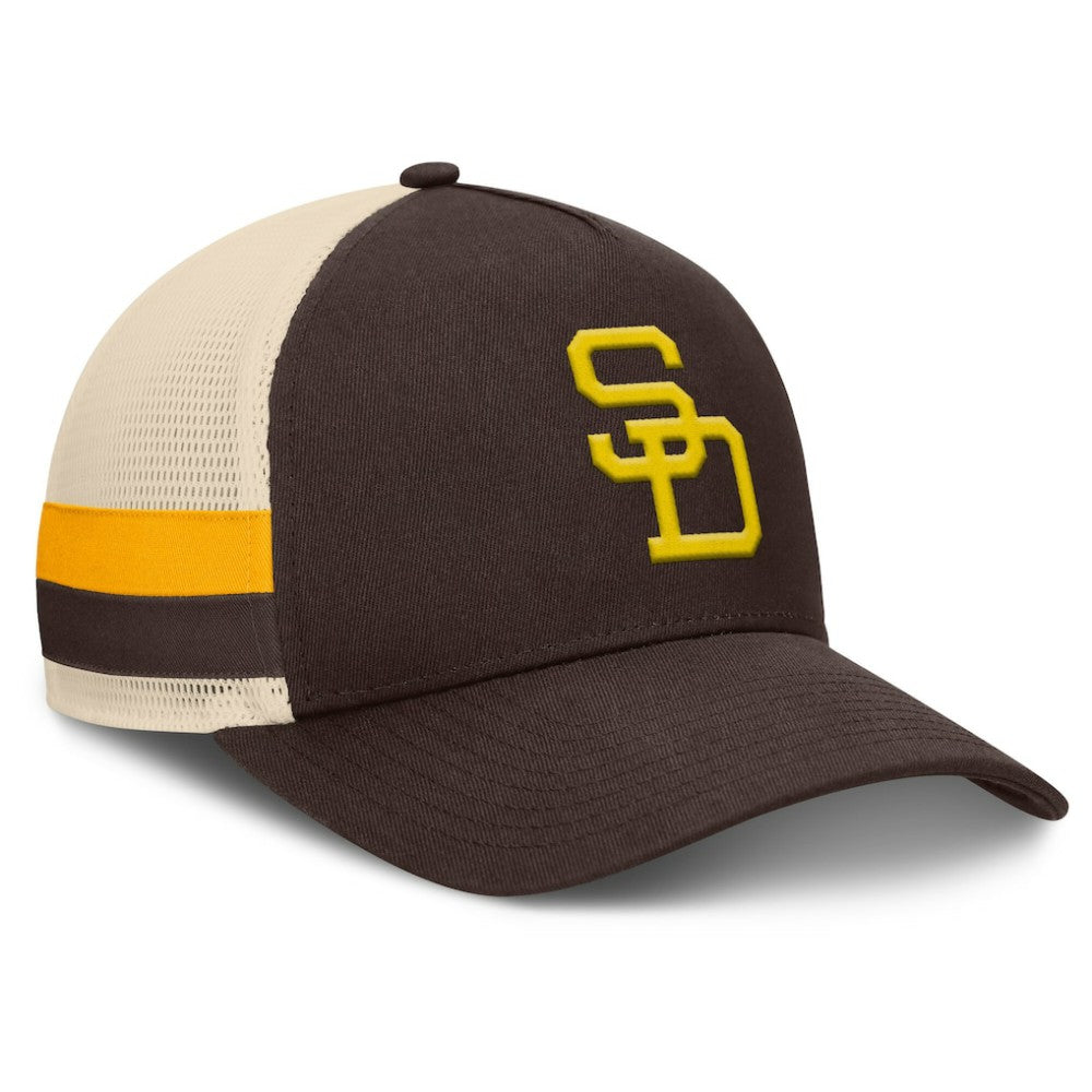 San Diego Padres Inherited Side Stripe Trucker Adjustable Hat - Brown/Natural