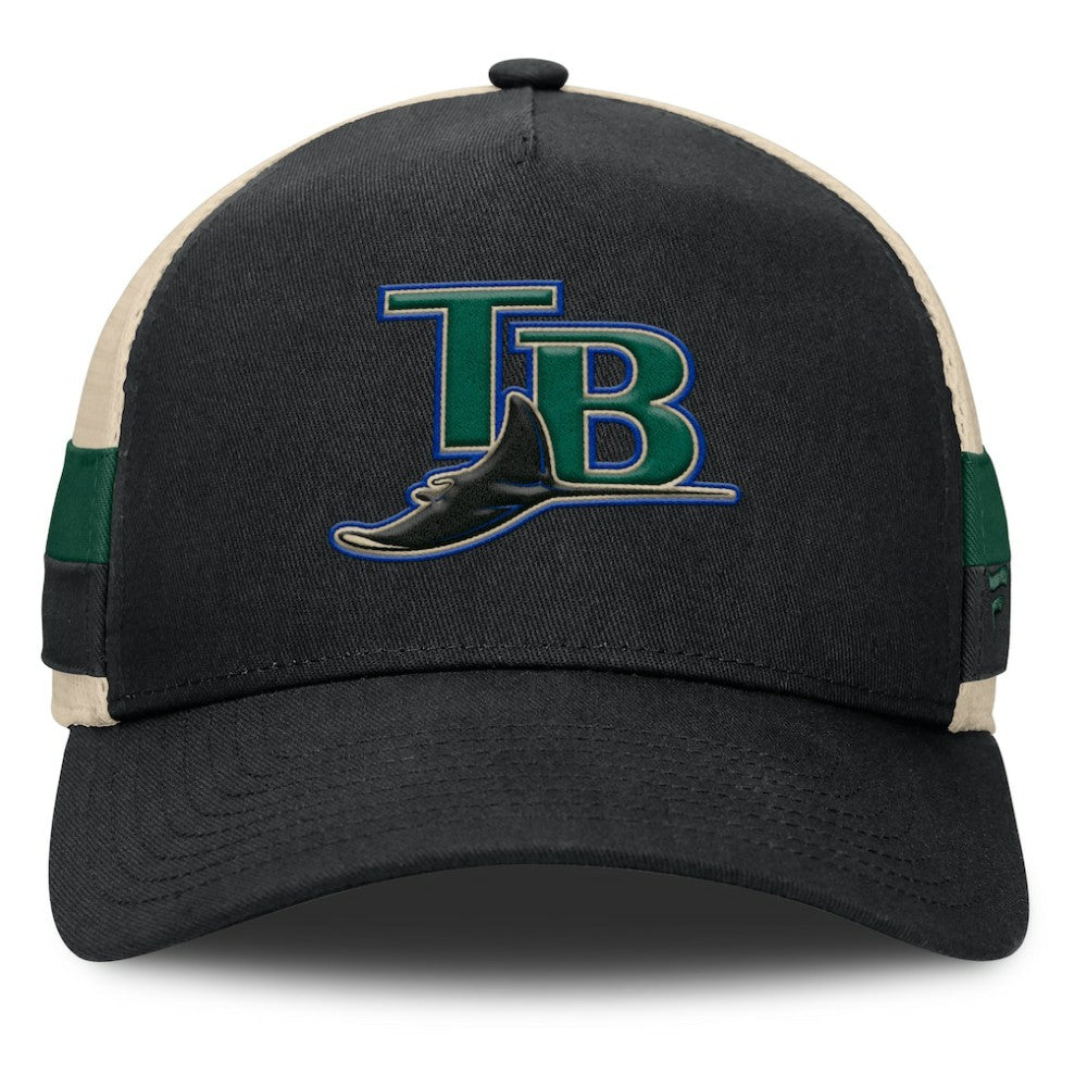 Tampa Bay Rays Inherited Side Stripe Trucker Adjustable Hat - Black/Natural
