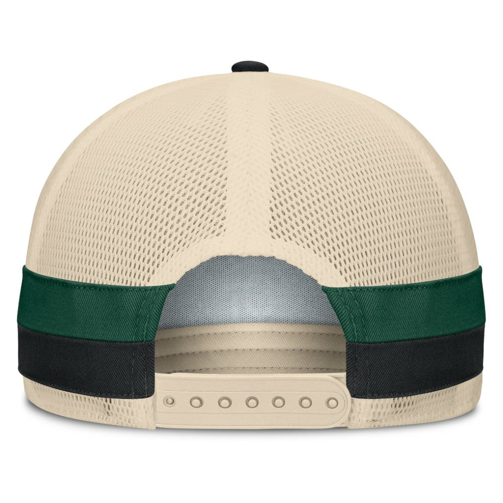 Tampa Bay Rays Inherited Side Stripe Trucker Adjustable Hat - Black/Natural