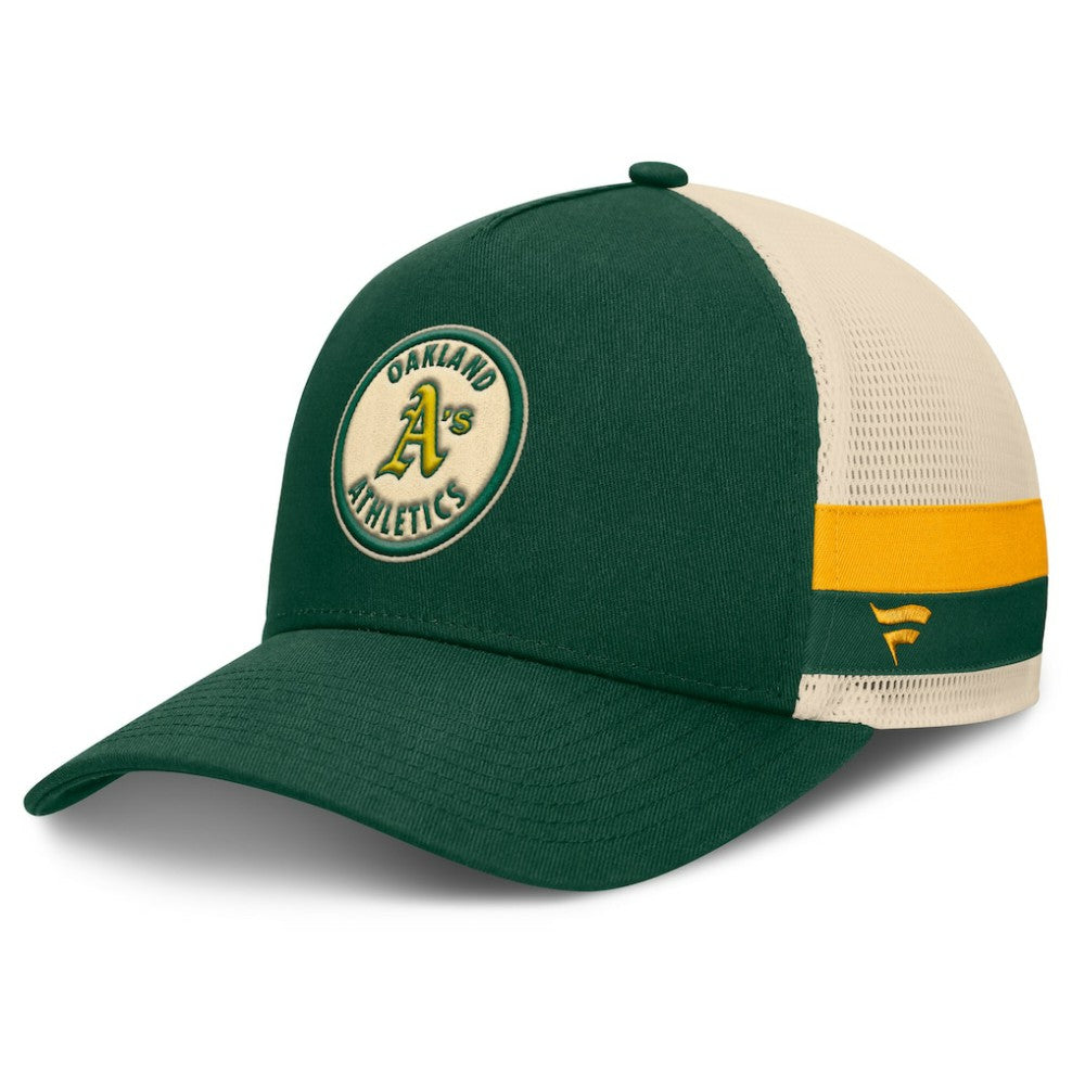 Athletics Inherited Side Stripe Trucker Adjustable Hat - Green/Natural