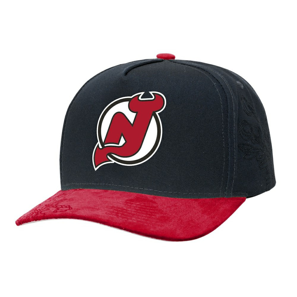 New Jersey Devils Mitchell & Ness May Flowers Pro Crown Adjustable Hat Black/Red
