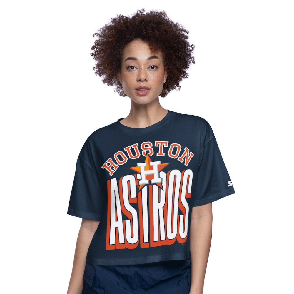 Houston Astros Starter Women's Play the Ball Boxy Cropped T-Shirt - Navy
