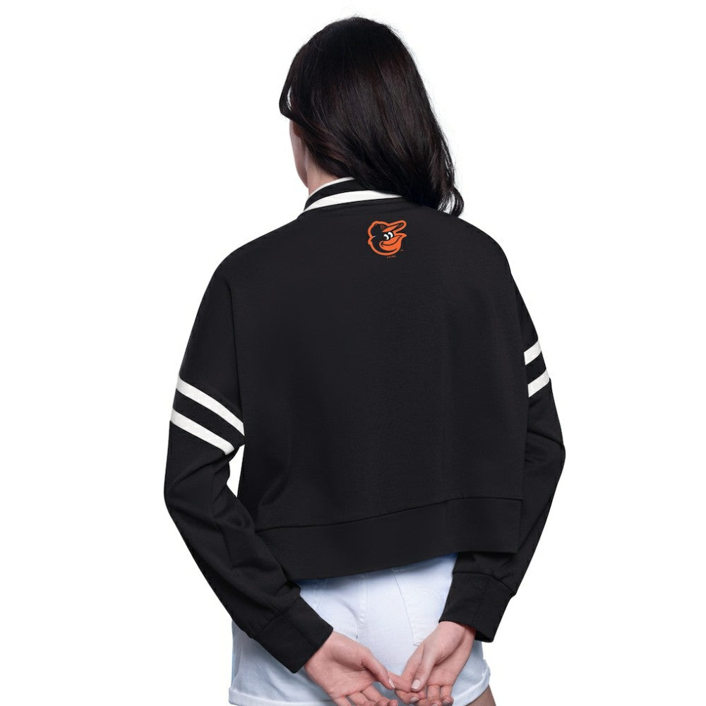 Baltimore Orioles Starter Women's Power Play Cropped Pullover Sweatshirt - Black