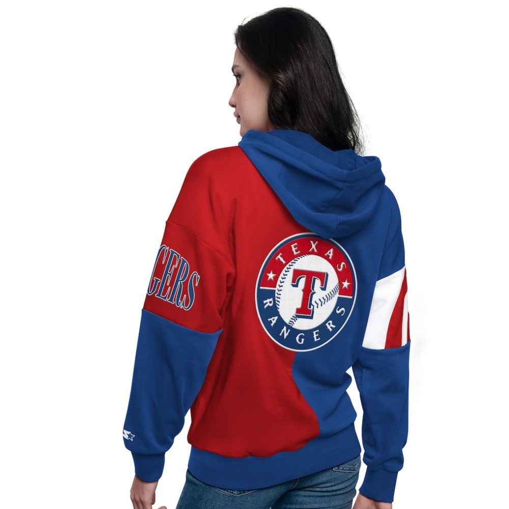 Texas Rangers Starter Women's Curve Ball Full Zip Hoodie Sweatshirt - Royal/Red