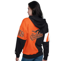 Baltimore Orioles Starter Women's Curve Ball Full Zip Hoodie Sweatshirt - Black/Orange