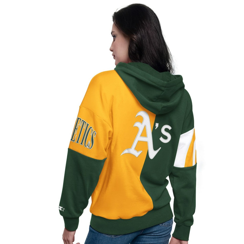 Athletics Starter Women's Curve Ball Full Zip Hoodie Sweatshirt - Green/Gold
