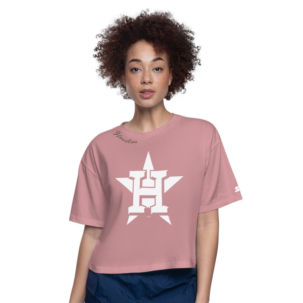 Houston Astros Starter Women's Play the Ball Boxy Cropped T-Shirt - Pink
