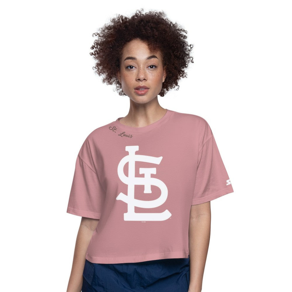 St. Louis Cardinals Starter Women's Play the Ball Boxy Cropped T-Shirt - Pink