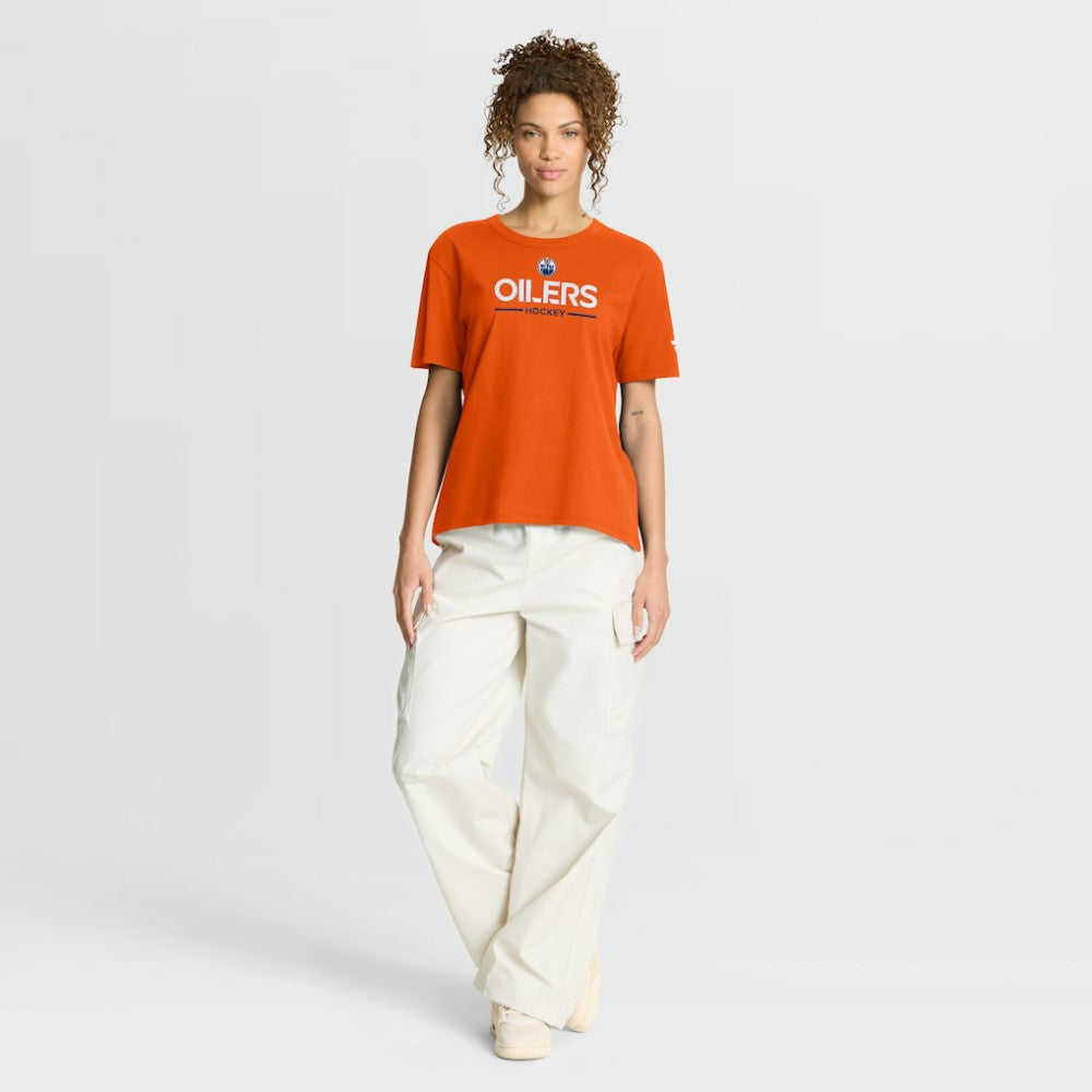 Edmonton Oilers Fanatics Women's Authentic Pro Primary T-Shirt Orange