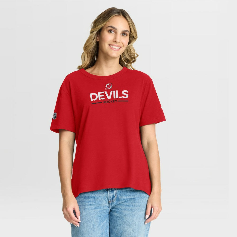 New Jersey Devils Fanatics Women's Authentic Pro Primary T-Shirt Red