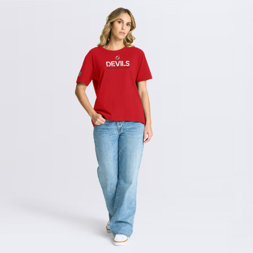 New Jersey Devils Fanatics Women's Authentic Pro Primary T-Shirt Red