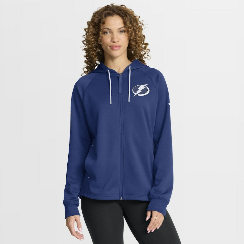 Tampa Bay Lightning Fanatics Women's Authentic Pro Rink Raglan Full-Zip Hoodie Blue