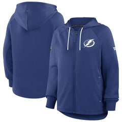 Tampa Bay Lightning Fanatics Women's Authentic Pro Rink Raglan Full-Zip Hoodie Blue