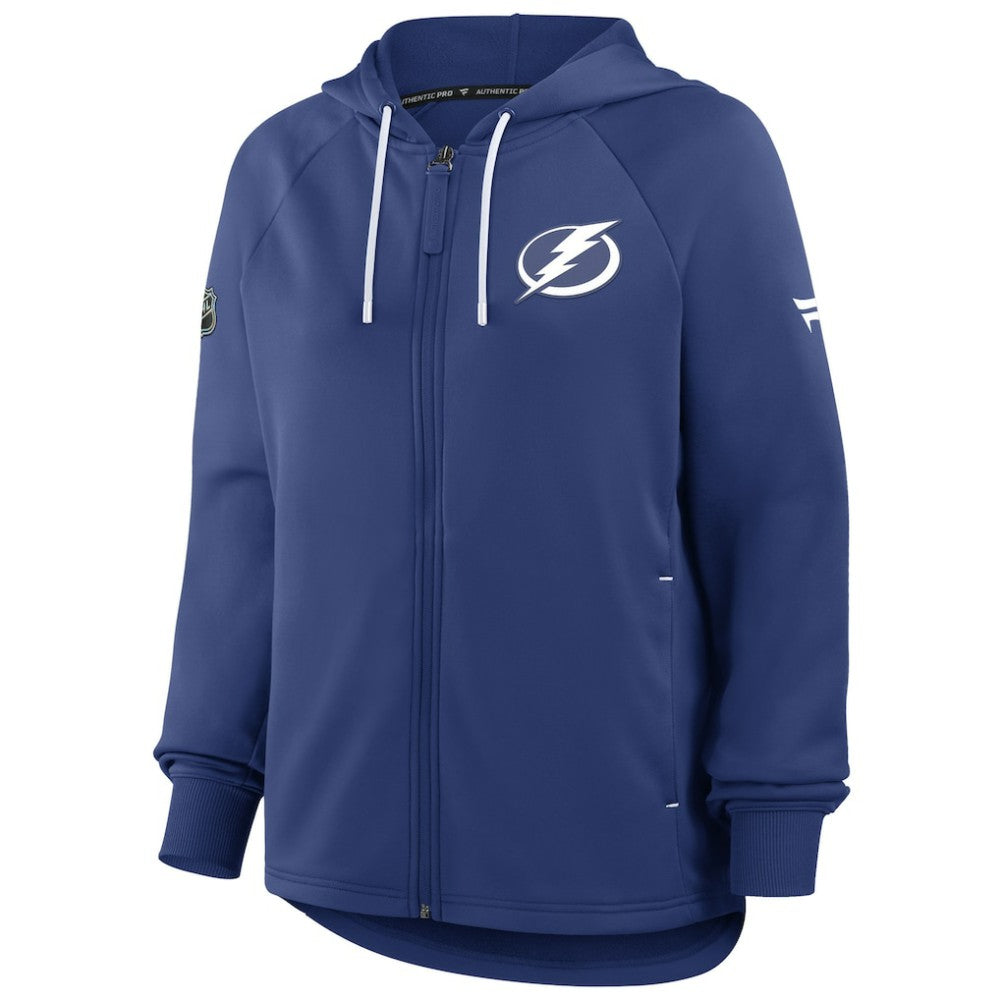 Tampa Bay Lightning Fanatics Women's Authentic Pro Rink Raglan Full-Zip Hoodie Blue
