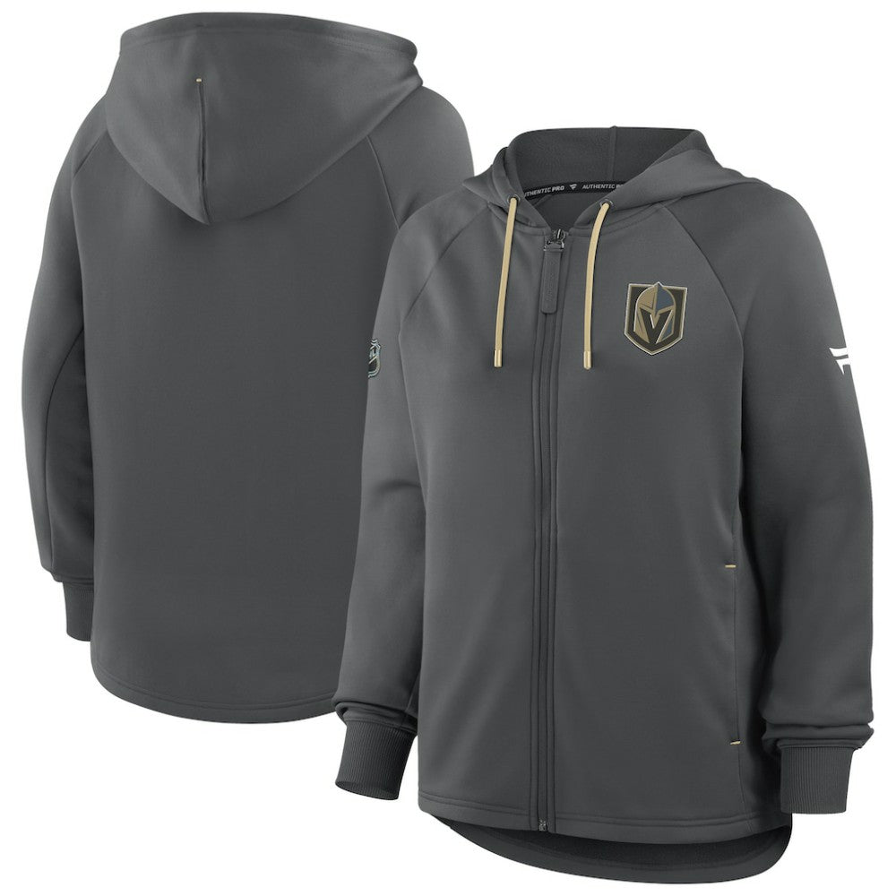Vegas Golden Knights Fanatics Women's Authentic Pro Rink Raglan Full-Zip Hoodie Black