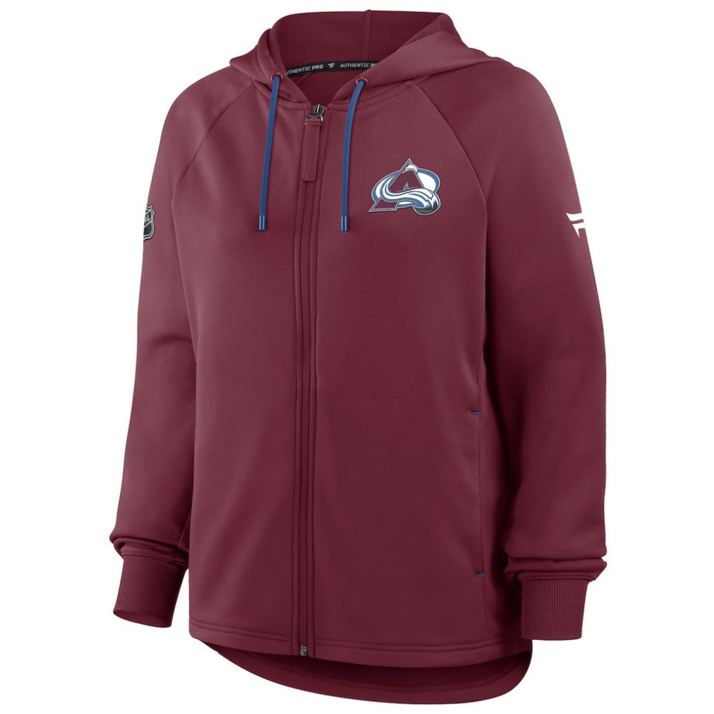 Colorado Avalanche Fanatics Women's Authentic Pro Rink Raglan Full-Zip Hoodie Burgundy