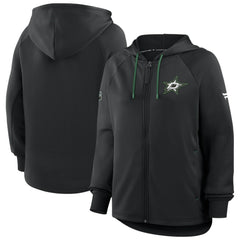 Dallas Stars Fanatics Women's Authentic Pro Rink Raglan Full-Zip Hoodie Black