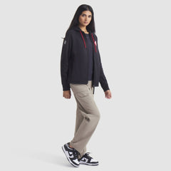 Detroit Red Wings Fanatics Women's Authentic Pro Rink Raglan Full-Zip Hoodie Black