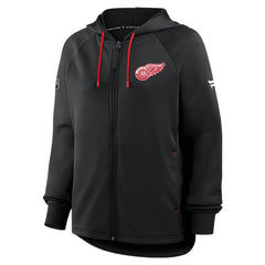 Detroit Red Wings Fanatics Women's Authentic Pro Rink Raglan Full-Zip Hoodie Black