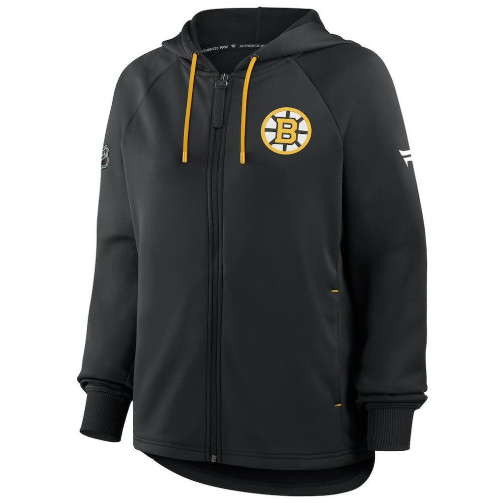 Boston Bruins Fanatics Women's Authentic Pro Rink Raglan Full-Zip Hoodie Black