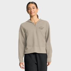 Minnesota Wild Fanatics Women's Authentic Pro Road Tri-Blend Quarter-Zip Hoodie Tan