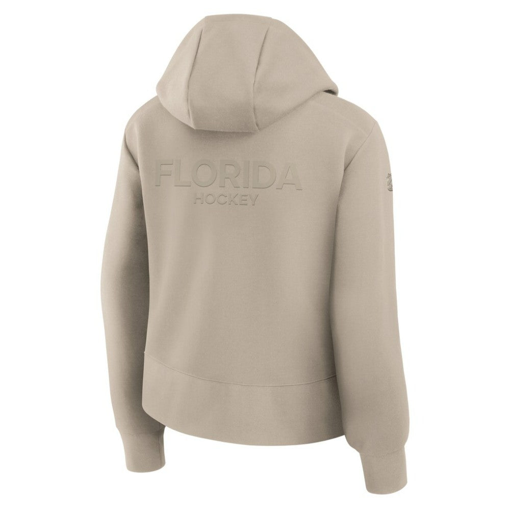 Florida Panthers Fanatics Women's Authentic Pro Road Tri-Blend Quarter-Zip Hoodie Tan