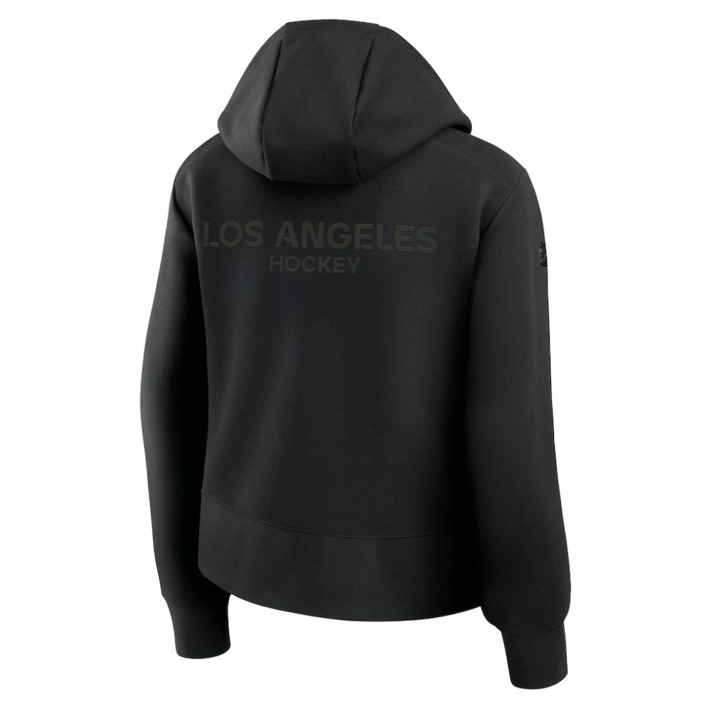 Los Angeles Kings Fanatics Women's Authentic Pro Road Tri-Blend Quarter-Zip Hoodie Black