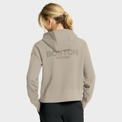 Boston Bruins Fanatics Women's Authentic Pro Road Tri-Blend Quarter-Zip Hoodie Tan