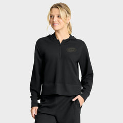 Carolina Hurricanes Fanatics Women's Authentic Pro Road Tri-Blend Quarter-Zip Hoodie Black