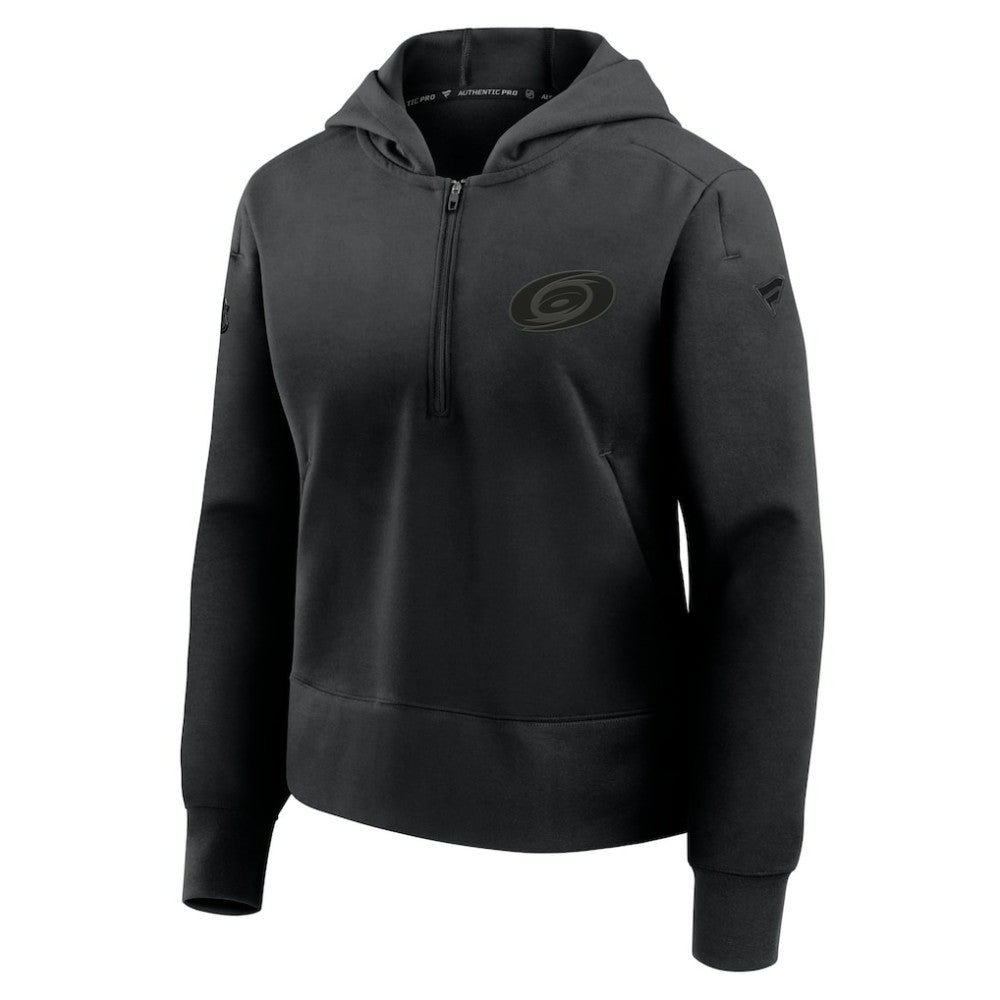 Carolina Hurricanes Fanatics Women's Authentic Pro Road Tri-Blend Quarter-Zip Hoodie Black