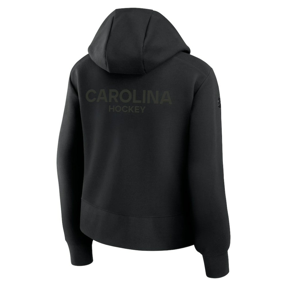 Carolina Hurricanes Fanatics Women's Authentic Pro Road Tri-Blend Quarter-Zip Hoodie Black