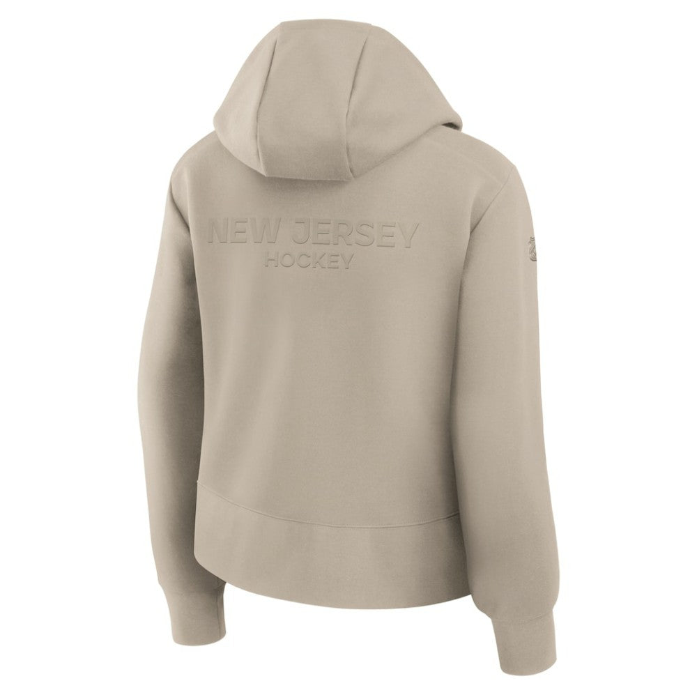 New Jersey Devils Fanatics Women's Authentic Pro Road Tri-Blend Quarter-Zip Hoodie Tan