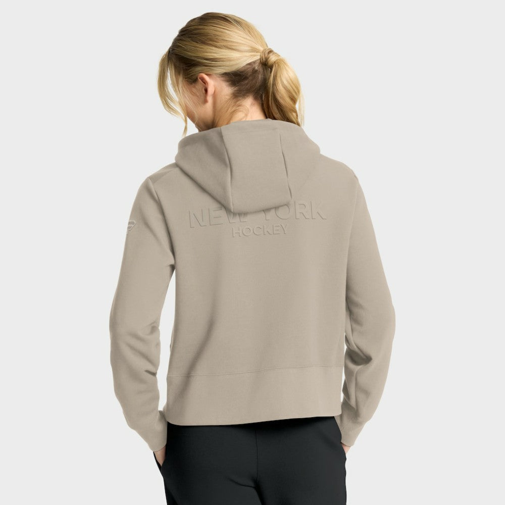 New York Rangers Fanatics Women's Authentic Pro Road Tri-Blend Quarter-Zip Hoodie Tan