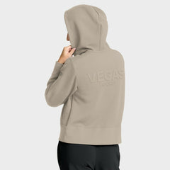 Vegas Golden Knights Fanatics Women's Authentic Pro Road Tri-Blend Quarter-Zip Hoodie Tan