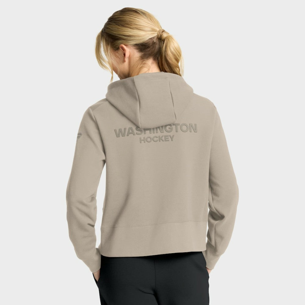 Washington Capitals Fanatics Women's Authentic Pro Road Tri-Blend Quarter-Zip Hoodie Tan
