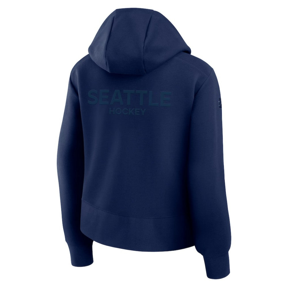 Seattle Kraken Fanatics Women's Authentic Pro Road Tri-Blend Quarter-Zip Hoodie Deep Sea Blue
