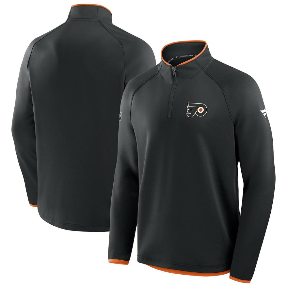 Philadelphia Flyers Fanatics Authentic Pro Rink Raglan Quarter-Zip Pullover Black