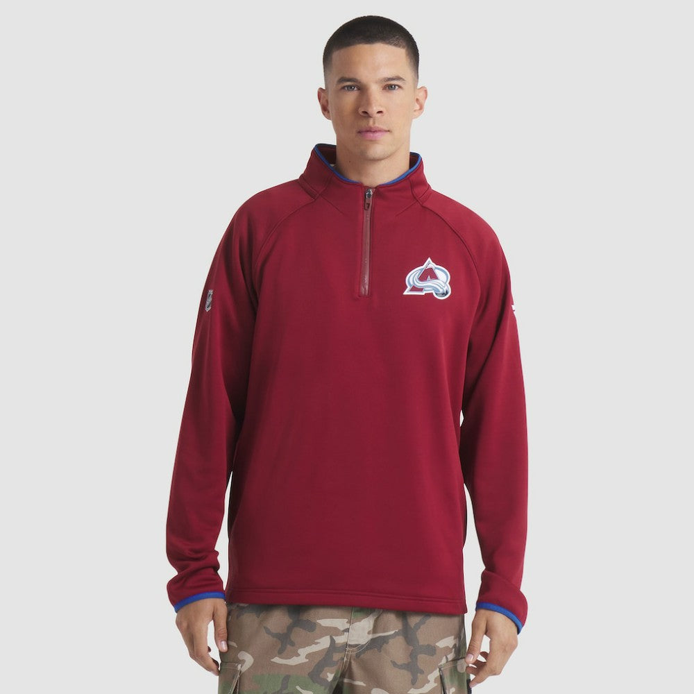 Colorado Avalanche Fanatics Authentic Pro Rink Raglan Quarter-Zip Pullover Burgundy
