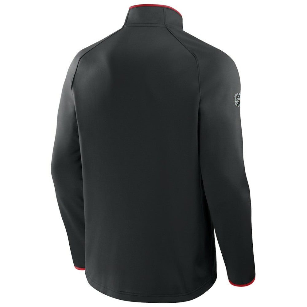 Chicago Blackhawks Fanatics Authentic Pro Rink Raglan Quarter-Zip Pullover Black