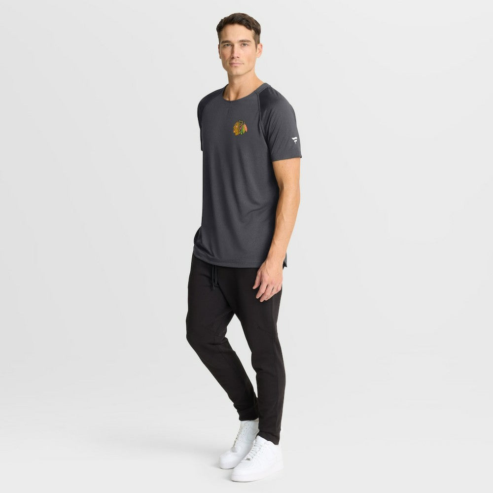 Chicago Blackhawks Fanatics Authentic Pro Rink Raglan Performance T-Shirt Charcoal