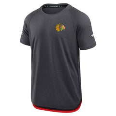 Chicago Blackhawks Fanatics Authentic Pro Rink Raglan Performance T-Shirt Charcoal