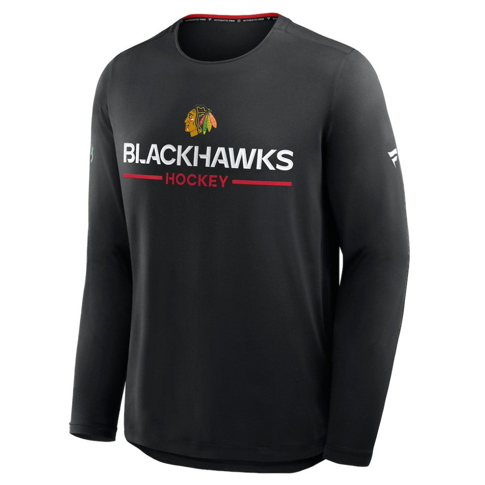 Chicago Blackhawks Fanatics Authentic Pro Rink Tech Long Sleeve T-Shirt Black