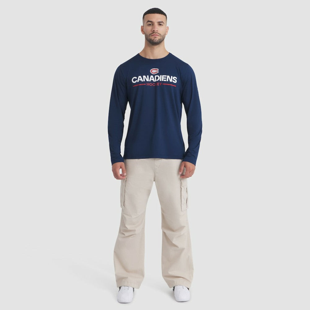 Montreal Canadiens Fanatics Authentic Pro Rink Tech Long Sleeve T-Shirt Navy