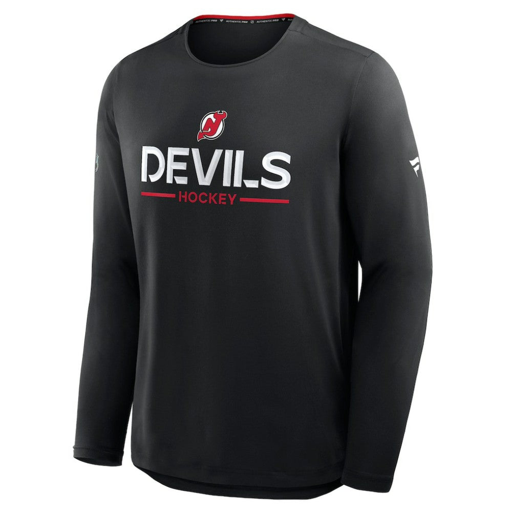 New Jersey Devils Fanatics Authentic Pro Rink Tech Long Sleeve T-Shirt Black